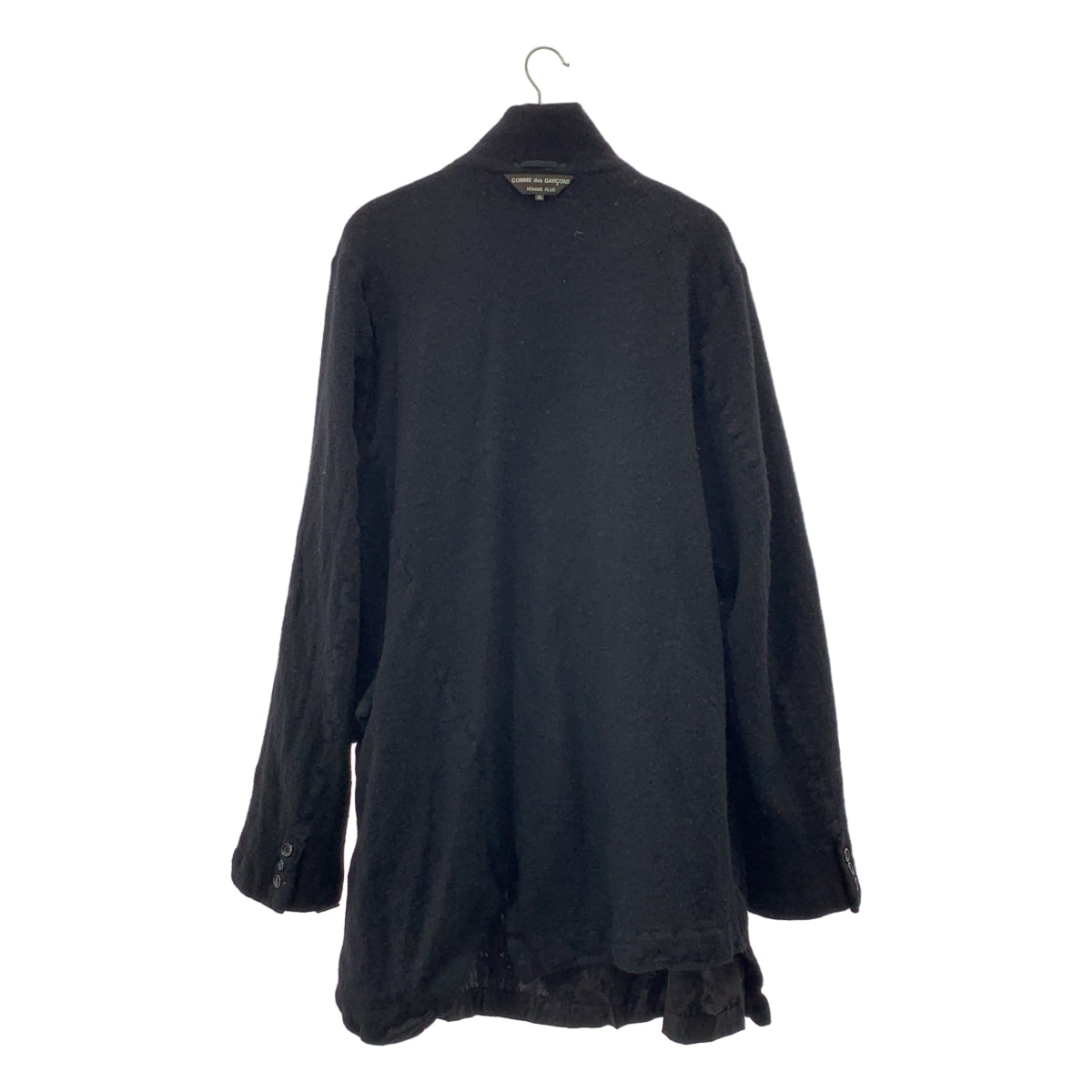 [近新] COMME des GARÇONS HOMME PLUS | 2021 秋冬 | 羊毛縮水豹紋雙面扭結長版外套 | XL | 黑色 | 男款