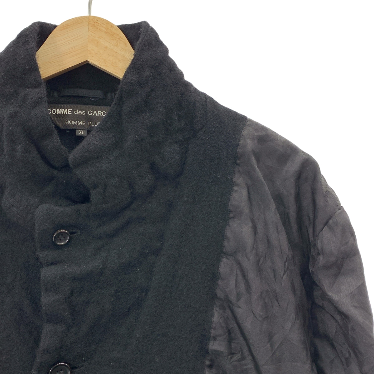 [近新] COMME des GARÇONS HOMME PLUS | 2021 秋冬 | 羊毛縮水豹紋雙面扭結長版外套 | XL | 黑色 | 男款