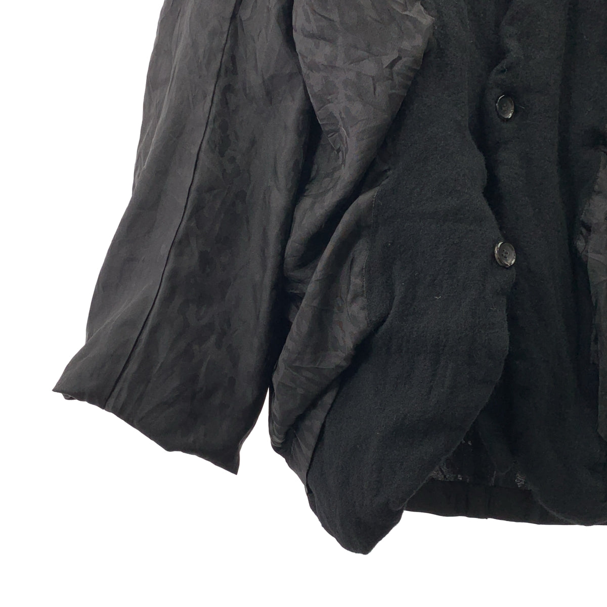 [近新] COMME des GARÇONS HOMME PLUS | 2021 秋冬 | 羊毛縮水豹紋雙面扭結長版外套 | XL | 黑色 | 男款