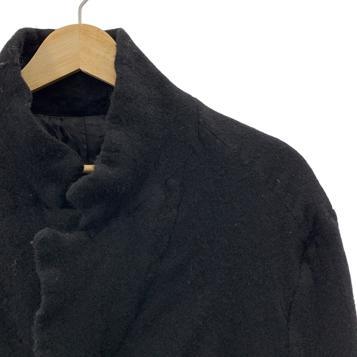 [近新] COMME des GARÇONS HOMME PLUS | 2021 秋冬 | 羊毛縮水豹紋雙面扭結長版外套 | XL | 黑色 | 男款