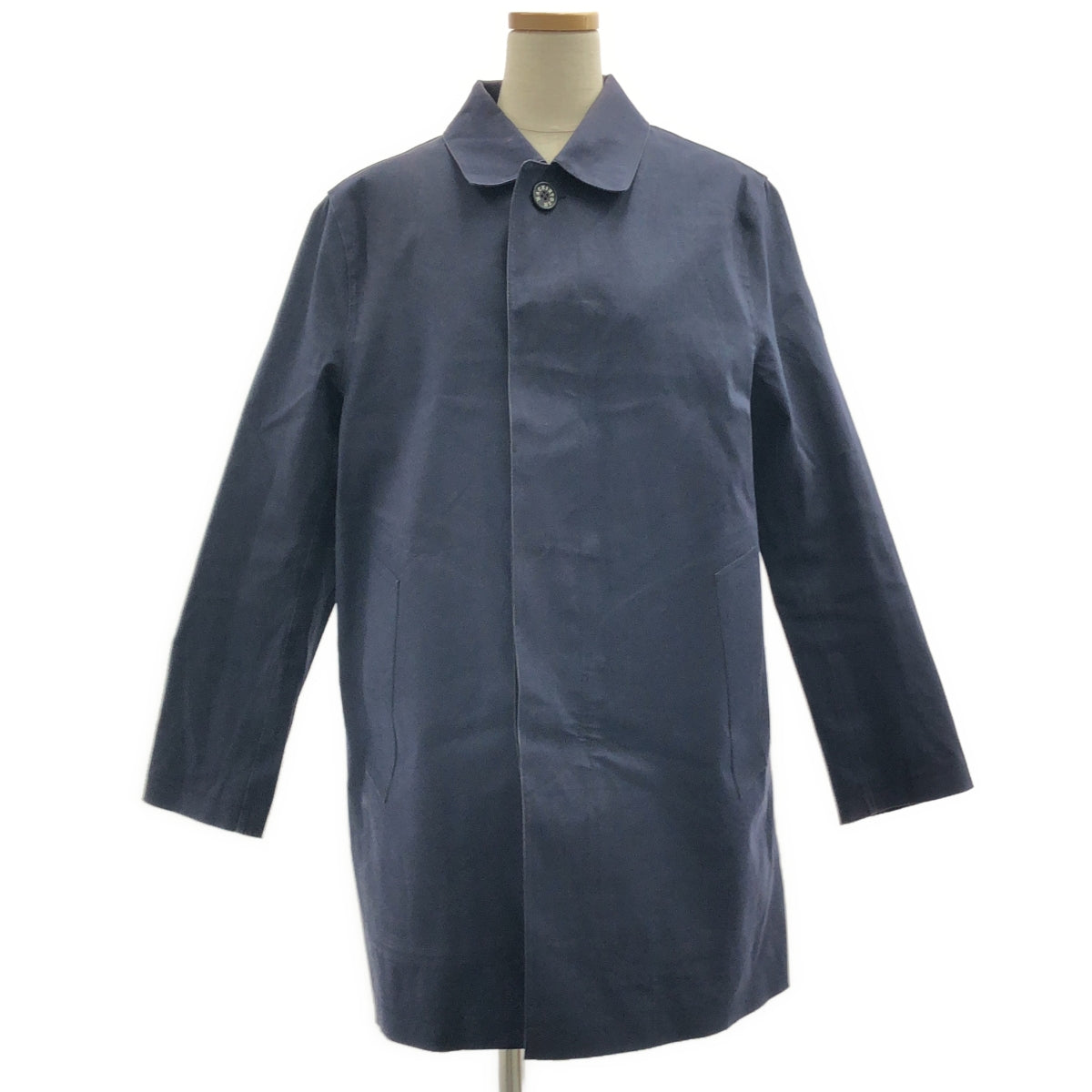 MACKINTOSH / マッキントッシュ | ゴム引き ロゴボタン ステンカラー コート / 着脱可ライナー | 38 | ネイビー | レディース