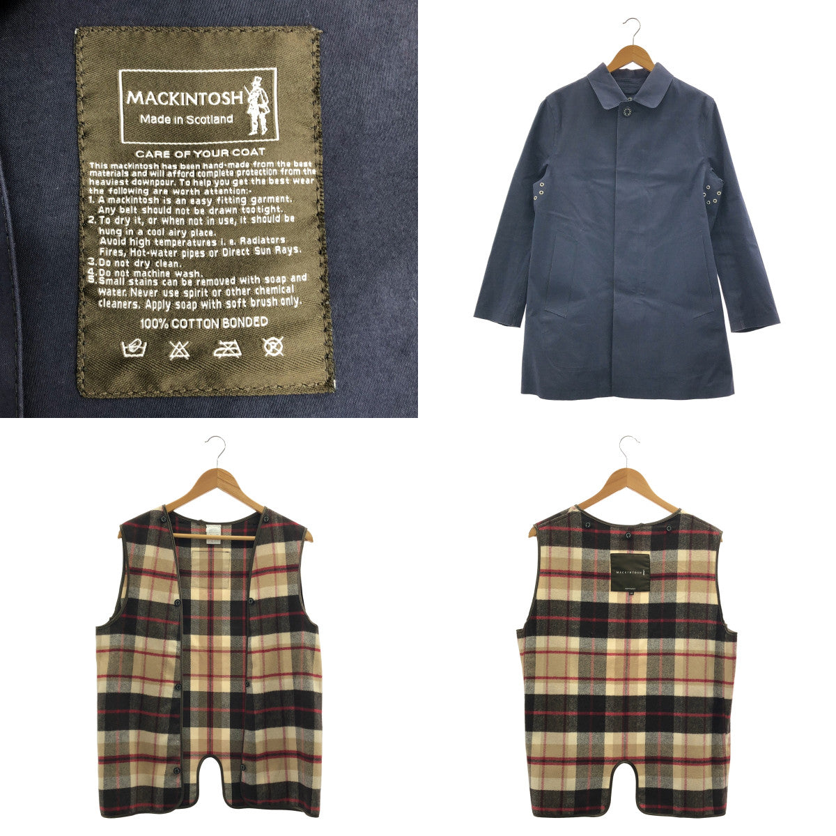 MACKINTOSH / マッキントッシュ | ゴム引き ロゴボタン ステンカラー コート / 着脱可ライナー | 38 | ネイビー | レディース