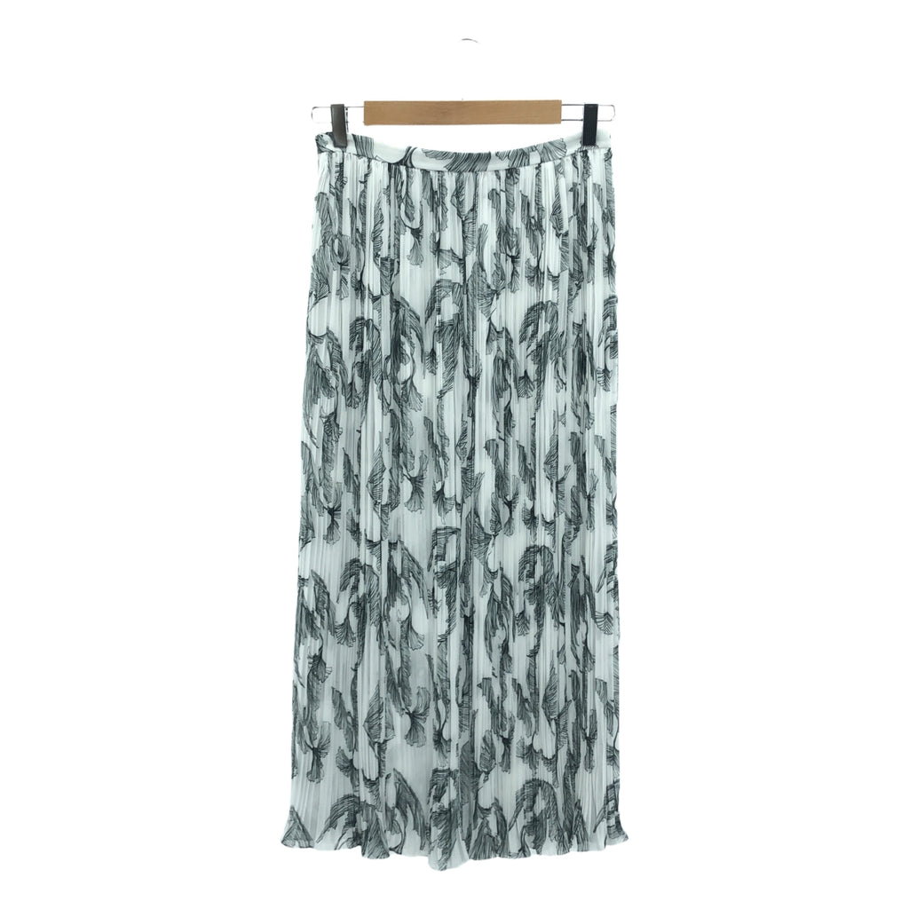 【美品】  ROCHAS / ロシャス | 総柄 サイドジップ プリーツ スカート | 40 | ホワイト/ブラック | レディース