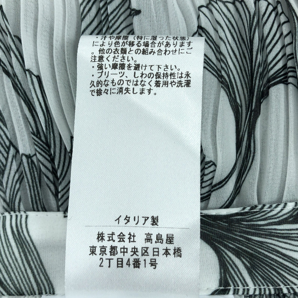 【美品】  ROCHAS / ロシャス | 総柄 サイドジップ プリーツ スカート | 40 | ホワイト/ブラック | レディース