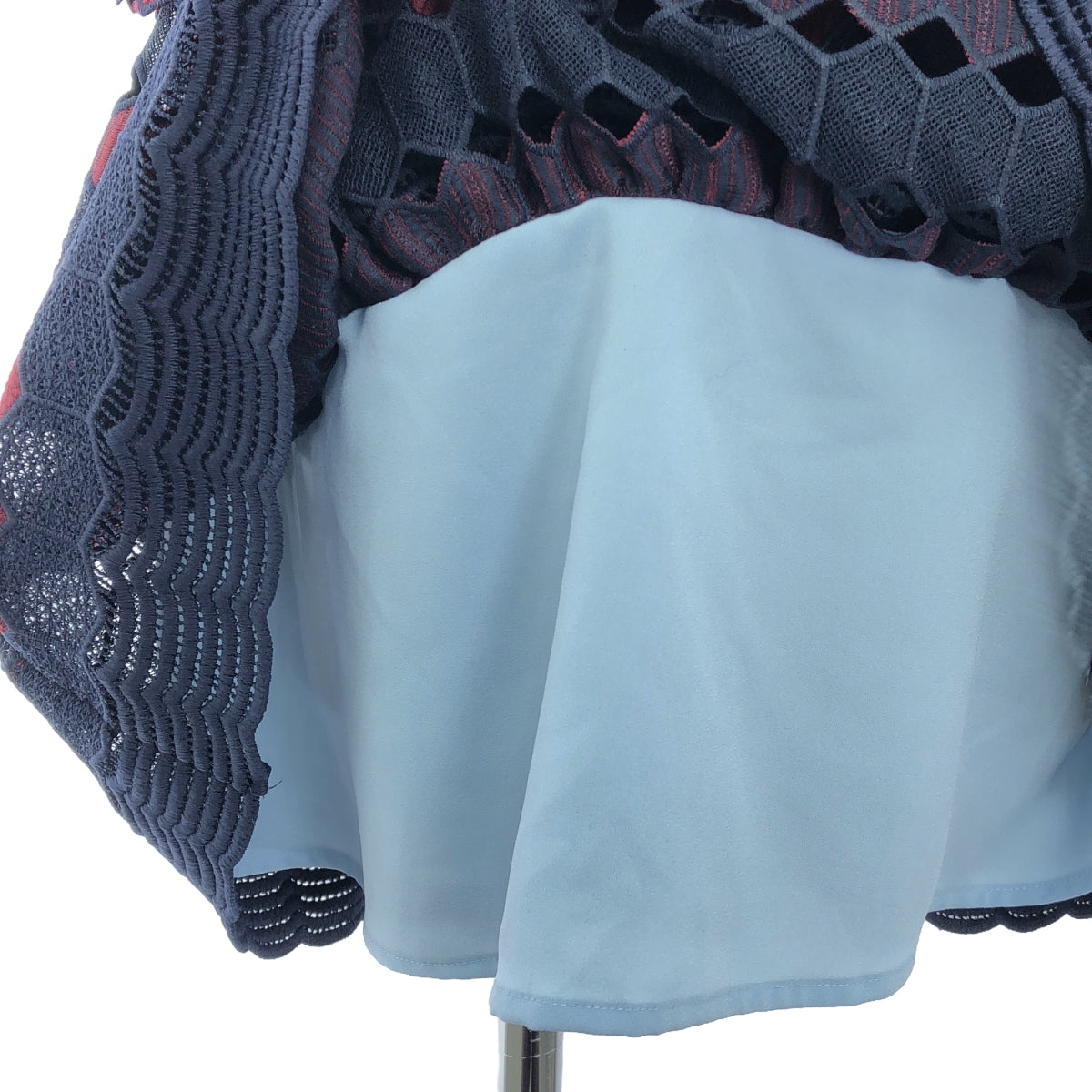 [狀況良好] 自畫像 |六角形蕾絲迷你連身裙 |英國8 / 美國4 |黑色/波爾多紅/海軍藍|女性的