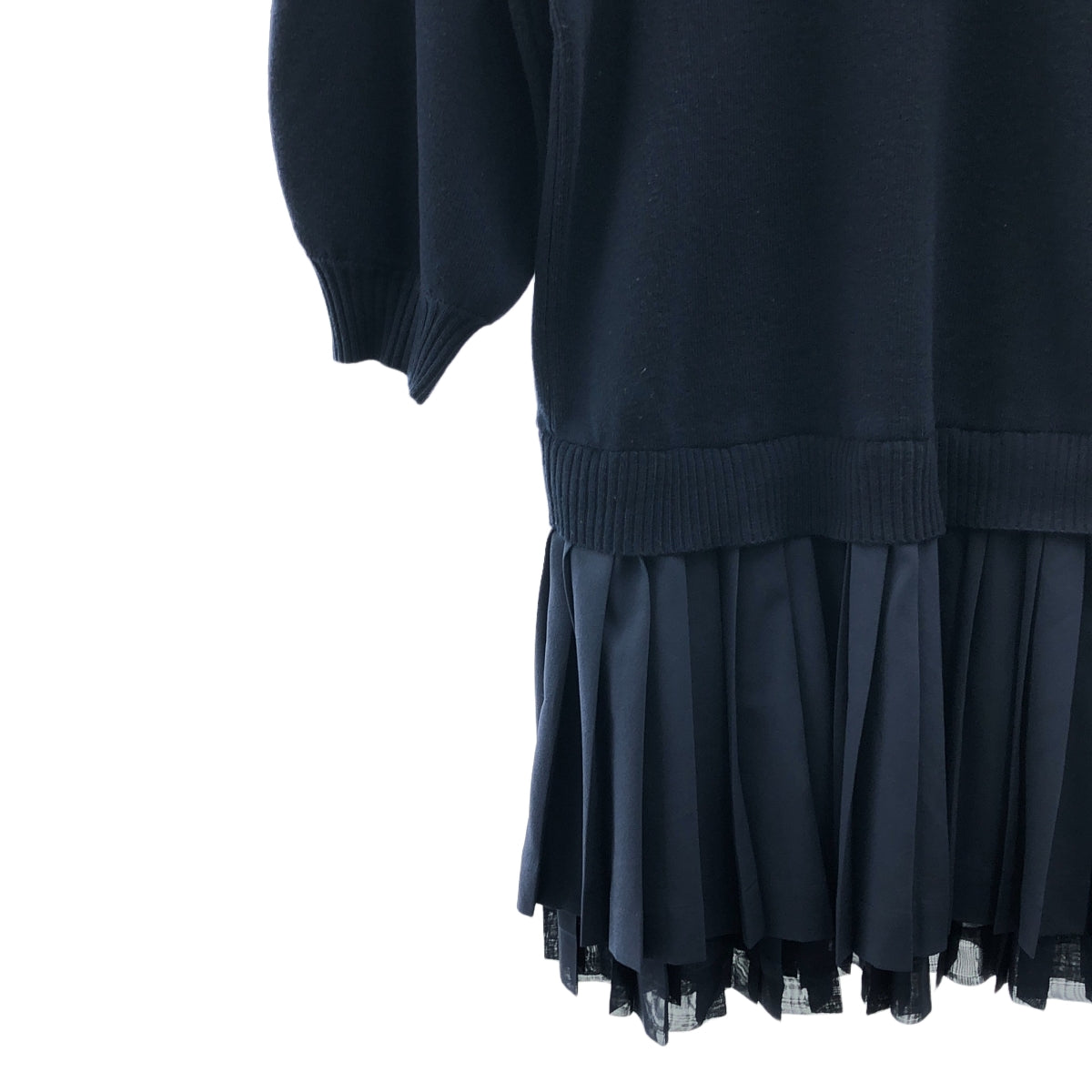 SILVIAN HEACH / 실비안 | 히치 울 볼륨 슬리브 주름 도킹 원피스 | 38 | 네이비 | 여성