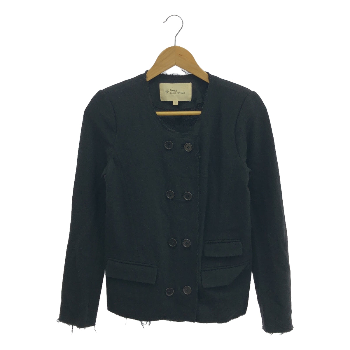 ISABEL MARANT ETOILE |羊毛無領剪裁雙排扣外套 | 1 |黑色 |女性的