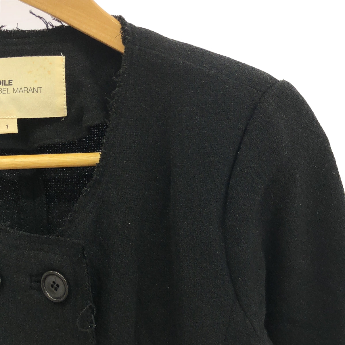 ISABEL MARANT ETOILE |羊毛無領剪裁雙排扣外套 | 1 |黑色 |女性的