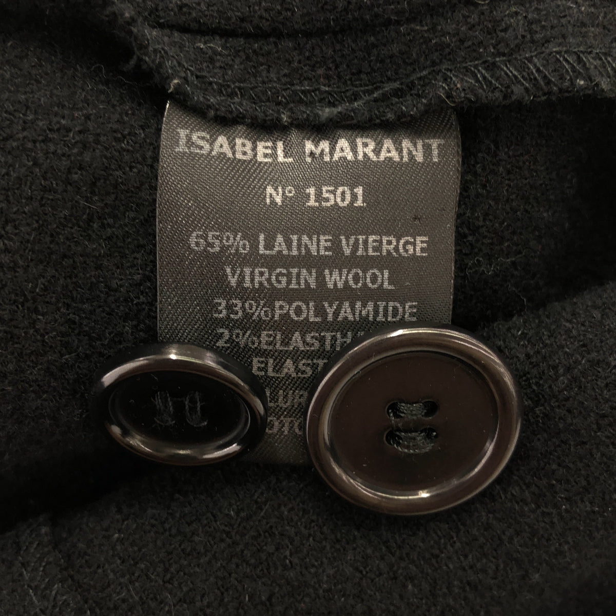 ISABEL MARANT ETOILE |羊毛無領剪裁雙排扣外套 | 1 |黑色 |女性的