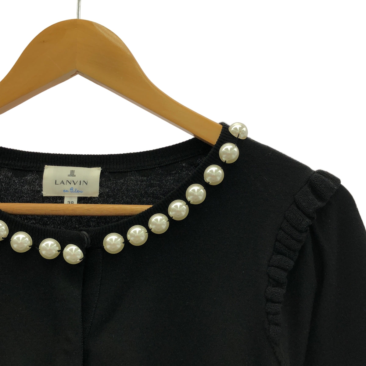 LANVIN / 람방 | en Bleu / 진주 니트 가디건 | 38 | 블랙 | 여성