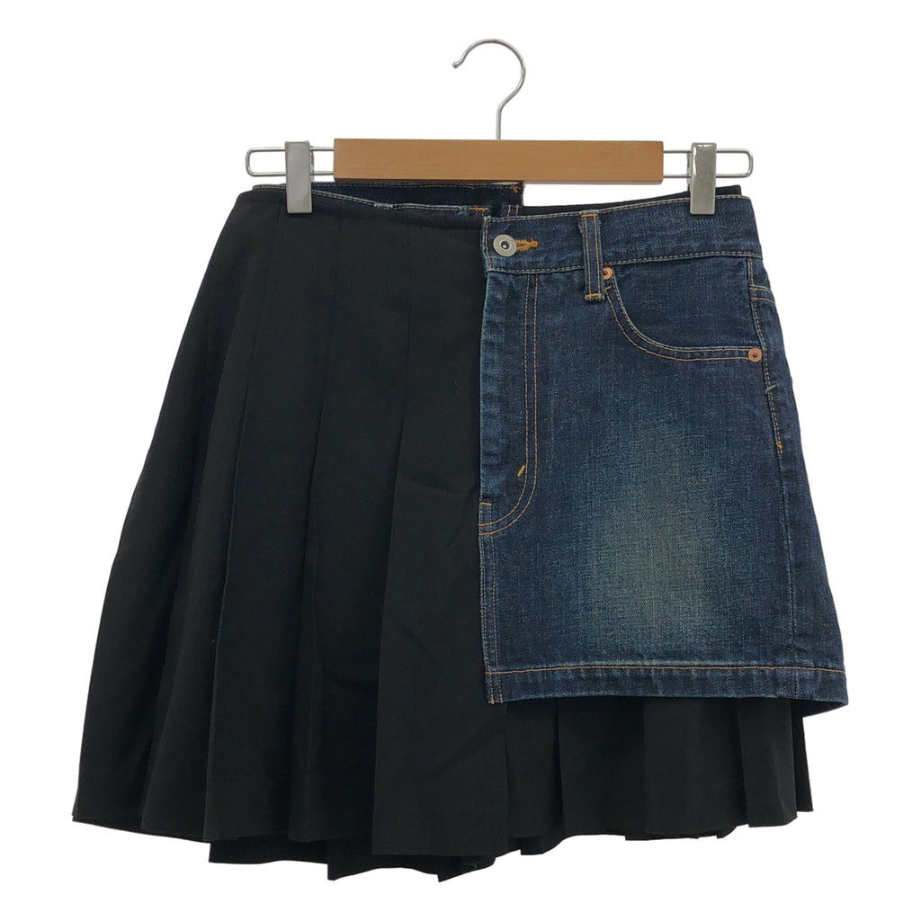 JUNYA WATANABE COMME des GARÇONS / Junya Watanabe | 2007 秋冬 | 混合材質拼接牛仔百褶裙 | 春夏 | 靛藍/黑色 | 女裝