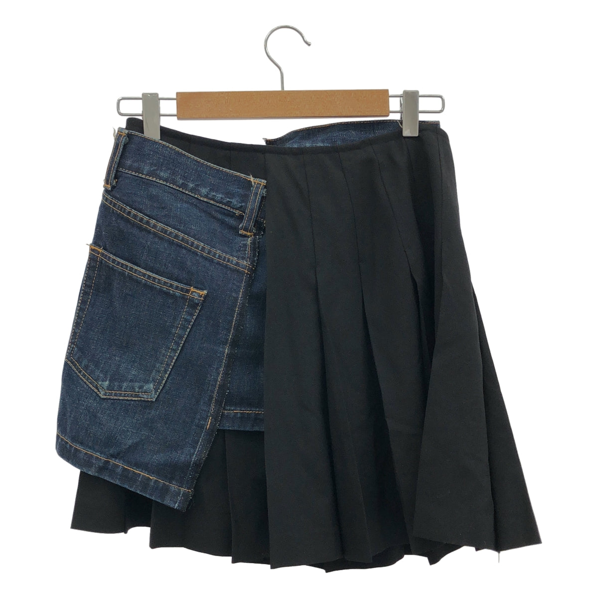 JUNYA WATANABE COMME des GARÇONS / Junya Watanabe | 2007 秋冬 | 混合材質拼接牛仔百褶裙 | 春夏 | 靛藍/黑色 | 女裝