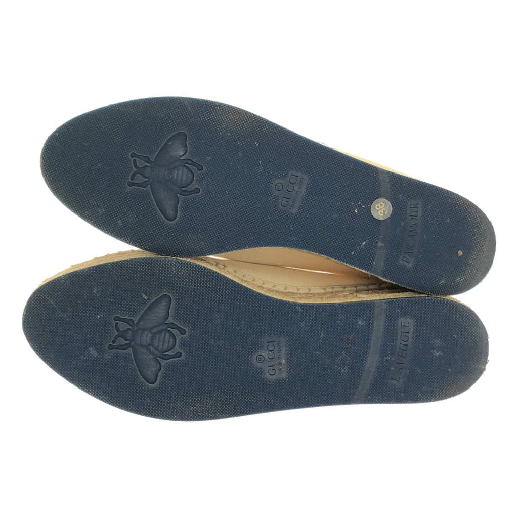 GUCCI | 復古Logo帆布草編鞋 | 38碼 | 米色 | 女款