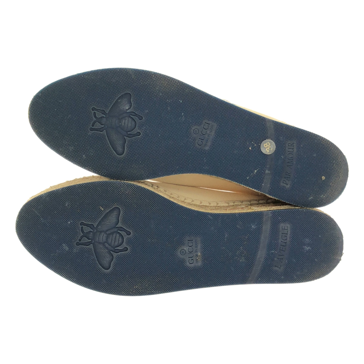 GUCCI | 復古Logo帆布草編鞋 | 38碼 | 米色 | 女款