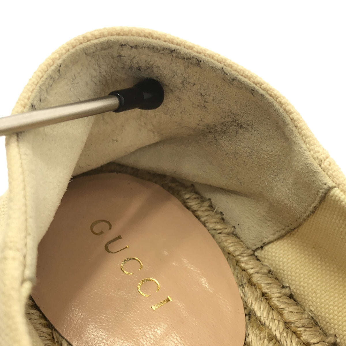 GUCCI | 復古Logo帆布草編鞋 | 38碼 | 米色 | 女款