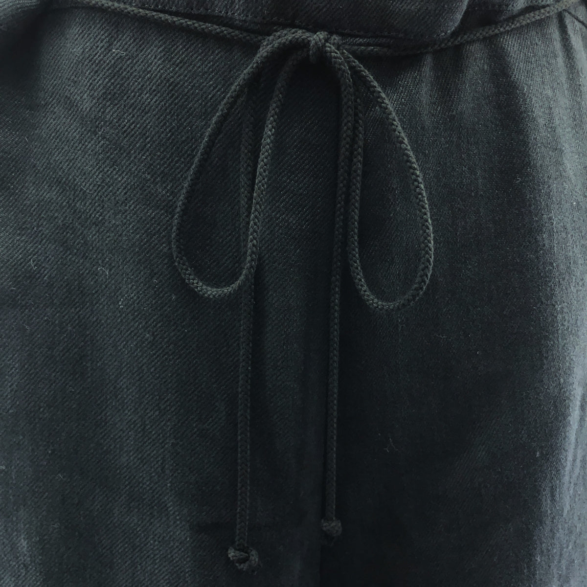 Yohji Yamamoto FEMME / 요우지야마모토팜 | 백개더 레이스 도킹 드로우 스트링 와이드 팬츠 | 2 | 블랙 | 여성