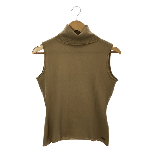 FOXEY BOUTIQUE | Plate logo 100% cashmere sleeveless turtleneck knit | Size 40 | Beige | Women's