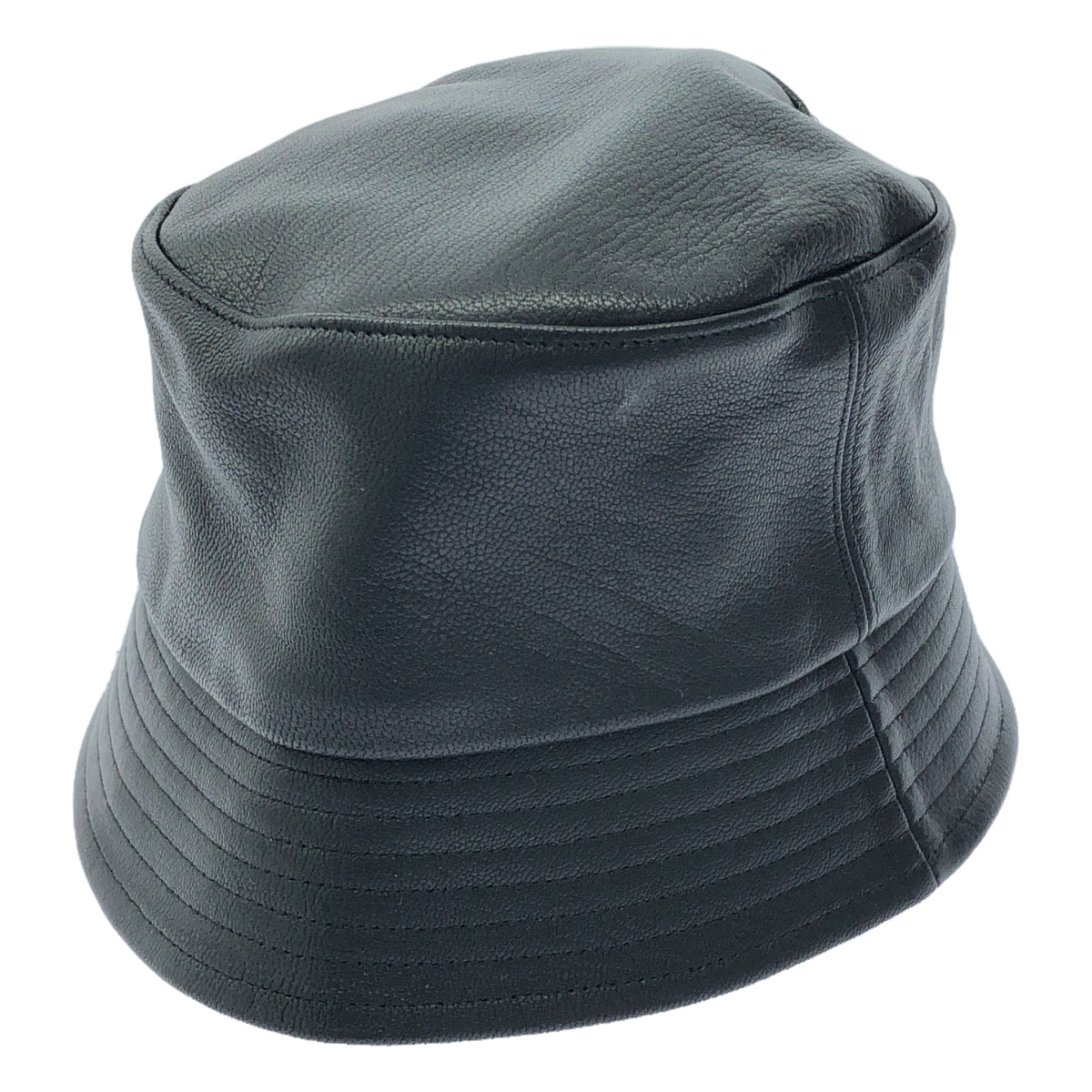 【美品】  KIJIMA TAKAYUKI / キジマタカユキ | 2023AW | GOAT LEATHER BUCKET HAT / やぎ革 レザー バケットハット 帽子 / ユニセックス | 2 | ブラック | メンズ