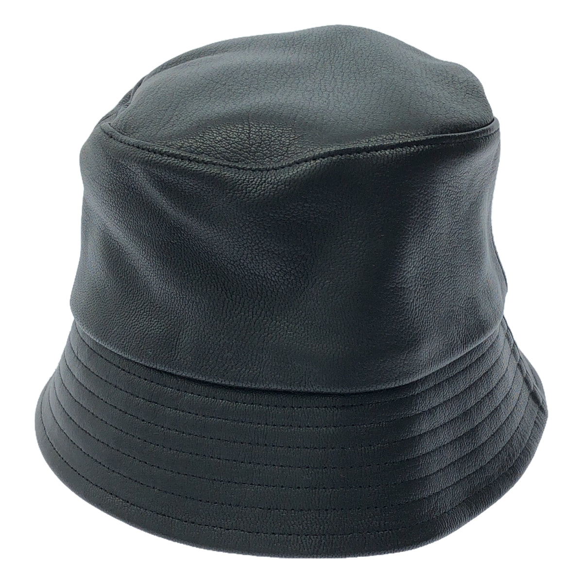 【美品】  KIJIMA TAKAYUKI / キジマタカユキ | 2023AW | GOAT LEATHER BUCKET HAT / やぎ革 レザー バケットハット 帽子 / ユニセックス | 2 | ブラック | メンズ