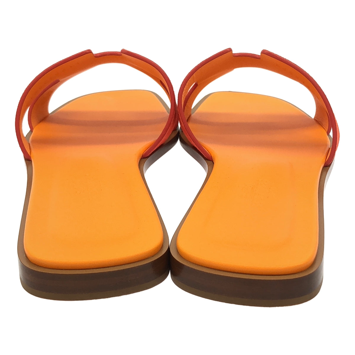 【美品】  HERMES / エルメス | オラン Hロゴ サンダル | 37 | オレンジ | レディース