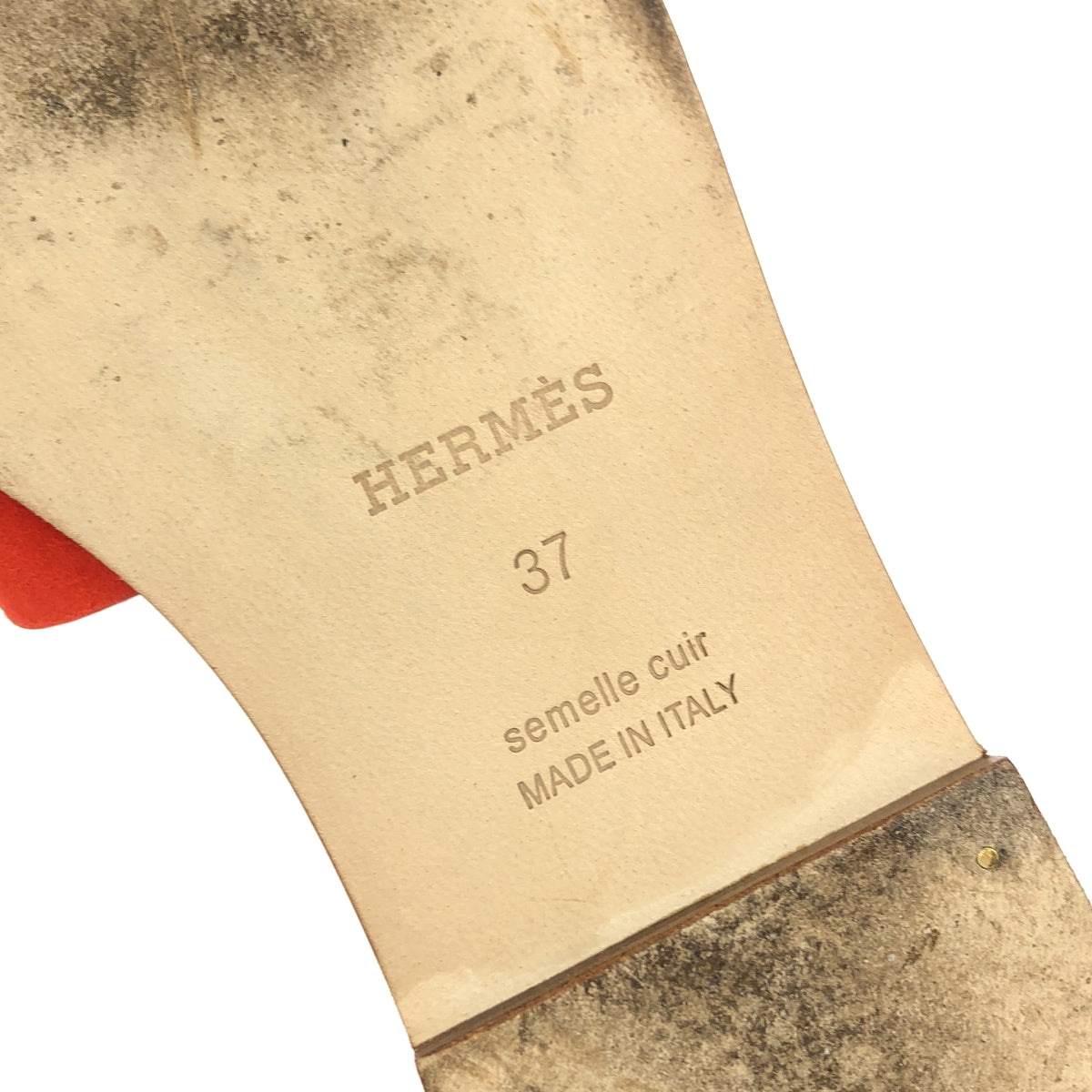 [狀況極佳] HERMES / 愛馬仕 | Oran H Logo 涼鞋 | 尺寸 37 | 橘色 | 女款