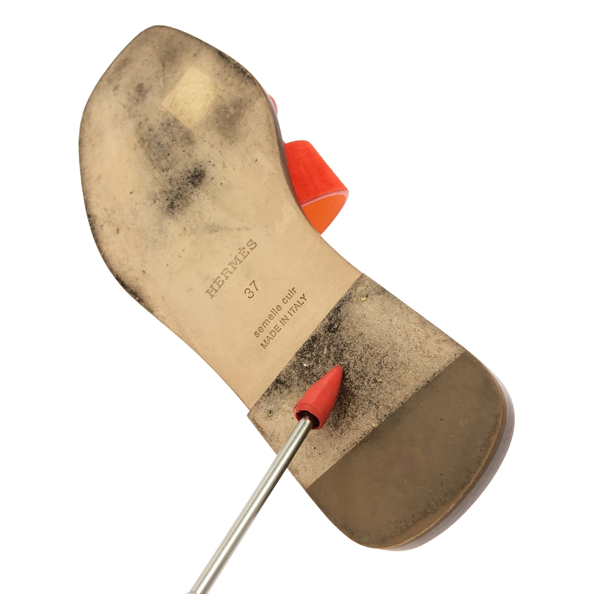 [狀況極佳] HERMES / 愛馬仕 | Oran H Logo 涼鞋 | 尺寸 37 | 橘色 | 女款