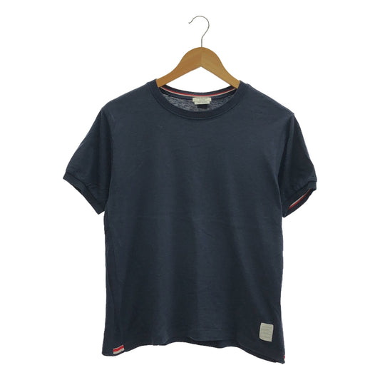 THOM BROWNE | Cotton Cashmere Side Line Crew Neck T-Shirt Cut and Sew | 1 | Navy | Men's