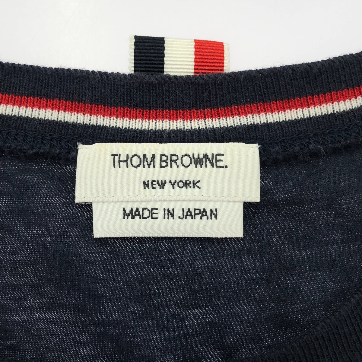 THOM BROWNE / 톰 브라운 | 코튼 캐시미어 사이드 라인 크루넥 티셔츠 컷소우 | 1 | 남성