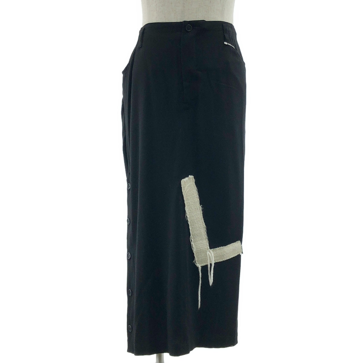 YOHJI YAMAMOTO POUR HOMME / 요우지야마모토풀 옴므 | 2024AW | Cu/Ry/S GABARDINE PATCH RIGHT SIDE VENTS SKIRT / 어저스터 와이드 스커트 | 3 | 남성