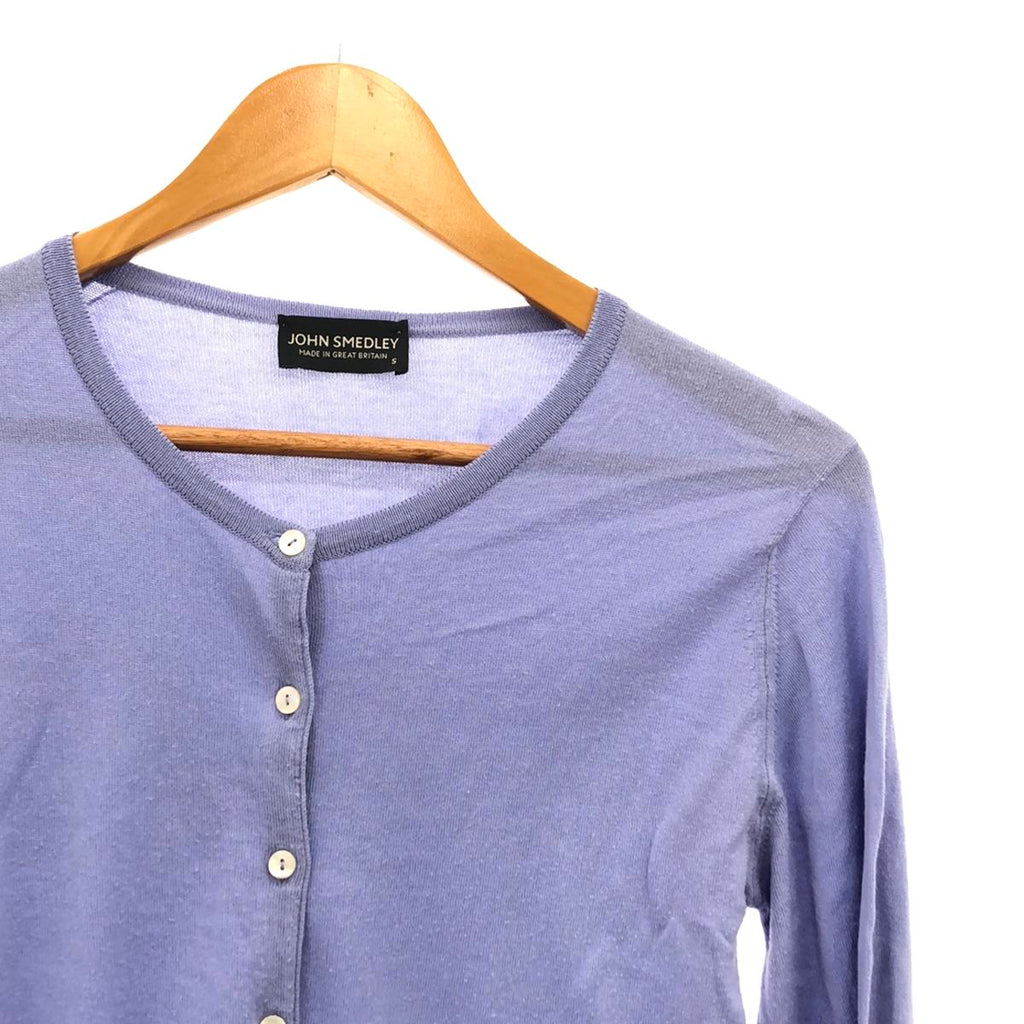 JOHN SMEDLEY / ジョンスメドレー | コットン クルーネックカーディガン | S | ブルー系 | レディース