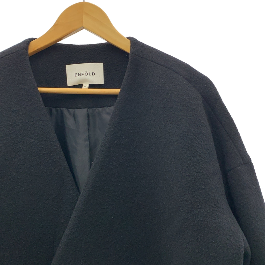 ENFOLD | 雙色壓縮海狸皮絎縫A字大衣 | 尺寸 38 | 女款