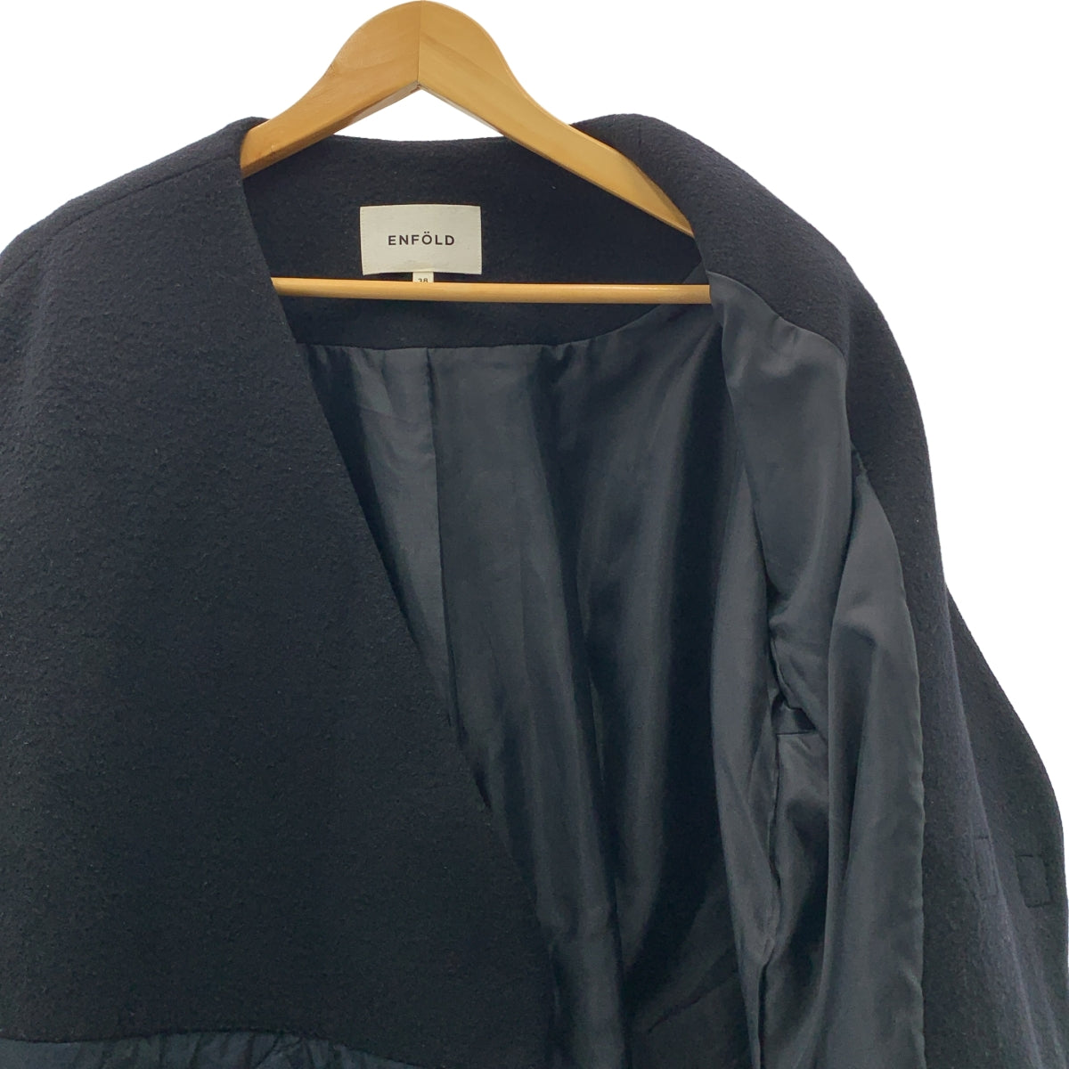 ENFOLD | 雙色壓縮海狸皮絎縫A字大衣 | 尺寸 38 | 女款