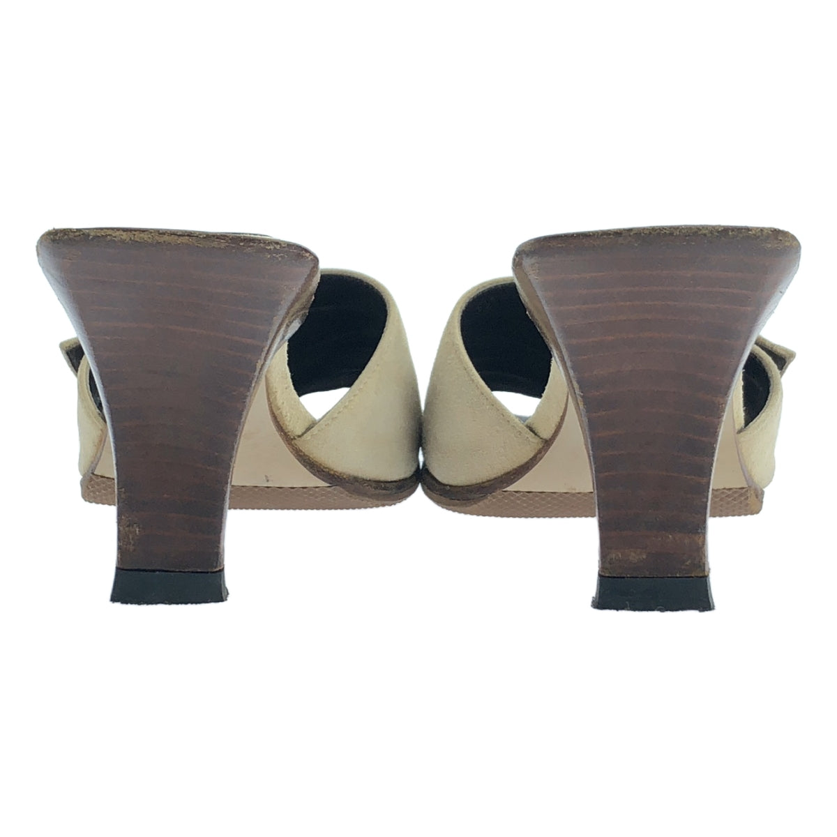 GUCCI / 구찌 | 메탈 버클 스퀘어 투 힐 샌들 | 34 | 베이지 | 여성