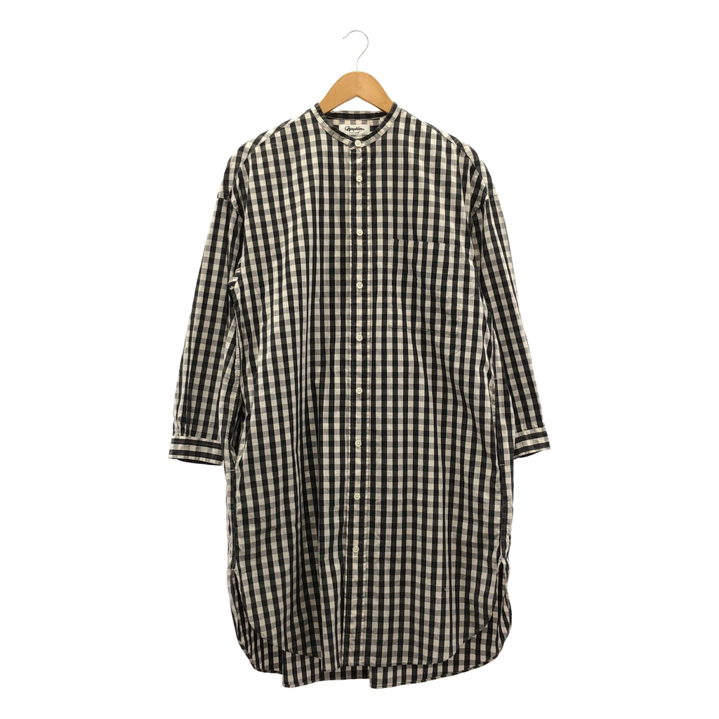 Gymphlex / ジムフレックス | COMBED COTTON / チェック バンドカラー ポケット付き シャツ ワンピース | 12 |