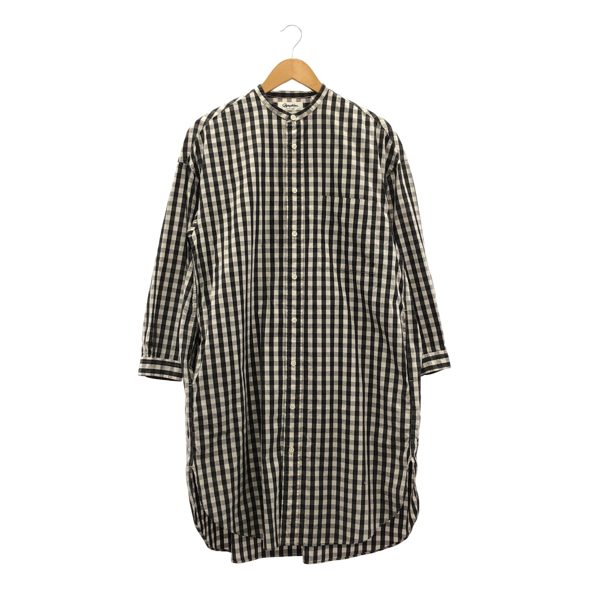 Gymphlex / ジムフレックス | COMBED COTTON / チェック バンドカラー ポケット付き シャツ ワンピース | 12 |