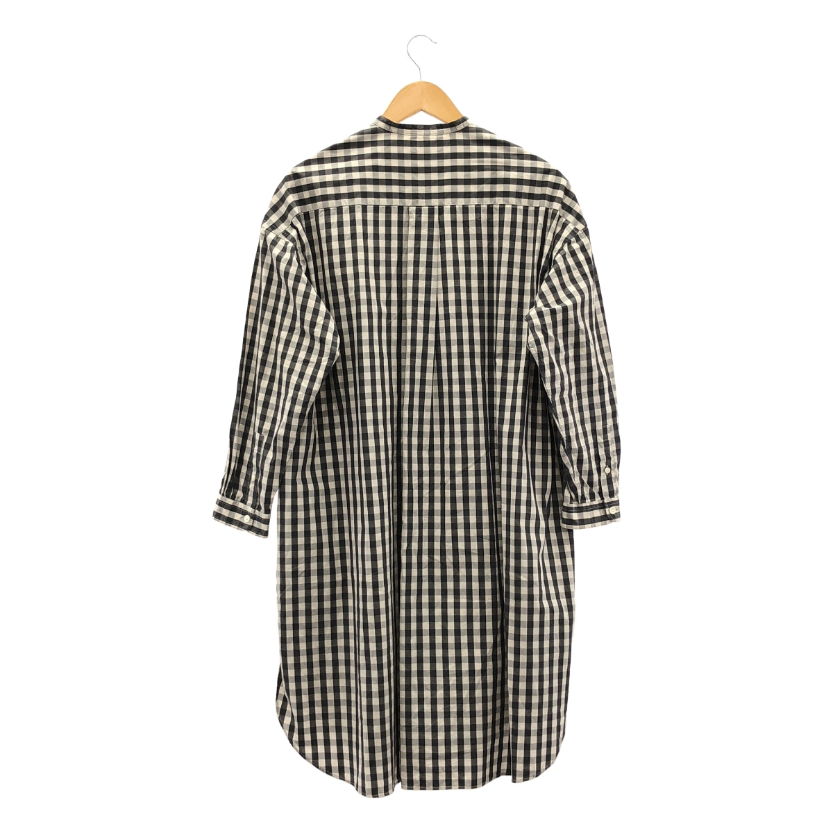Gymphlex / ジムフレックス | COMBED COTTON / チェック バンドカラー ポケット付き シャツ ワンピース | 12 |