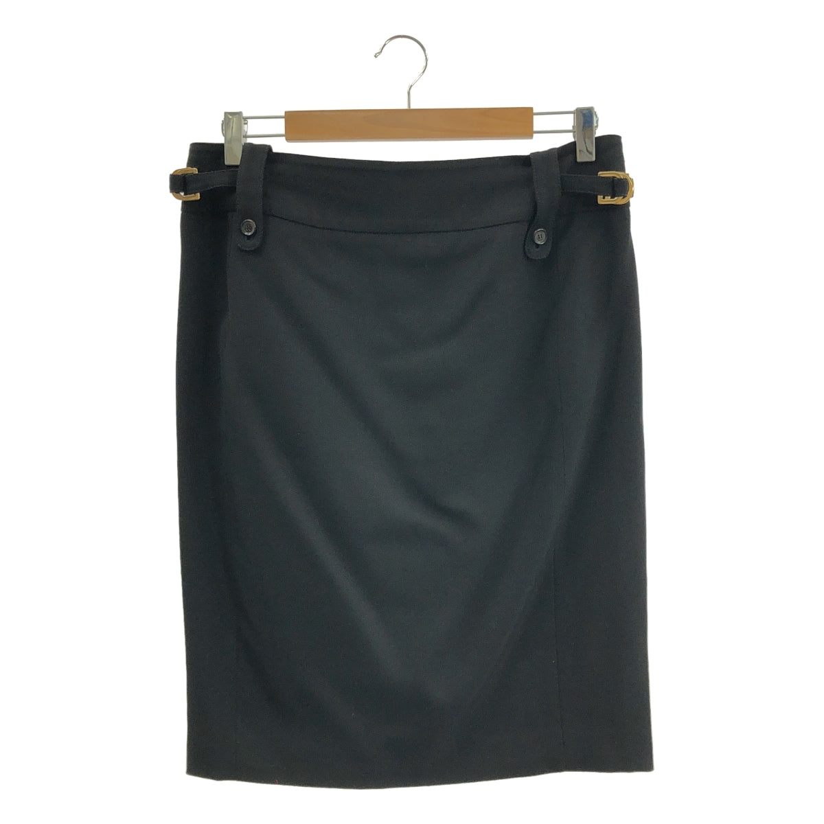 GUCCI | 羊毛雙調節標誌拉鍊後開衩裙 / 全襯裡 | 尺寸 44 | 黑色 | 女款