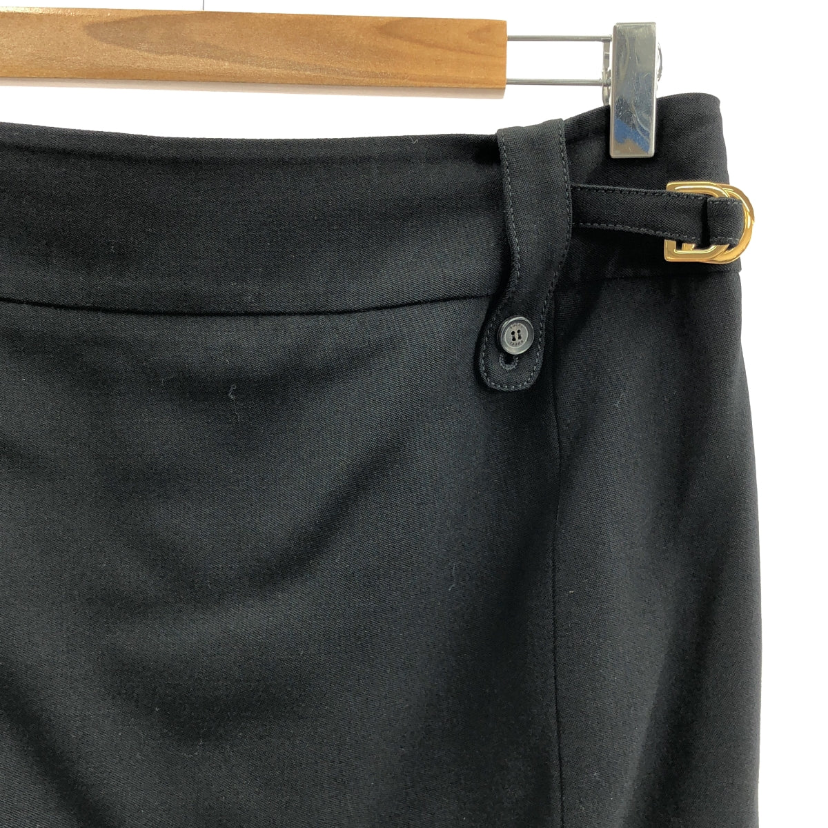 GUCCI | 羊毛雙調節標誌拉鍊後開衩裙 / 全襯裡 | 尺寸 44 | 黑色 | 女款