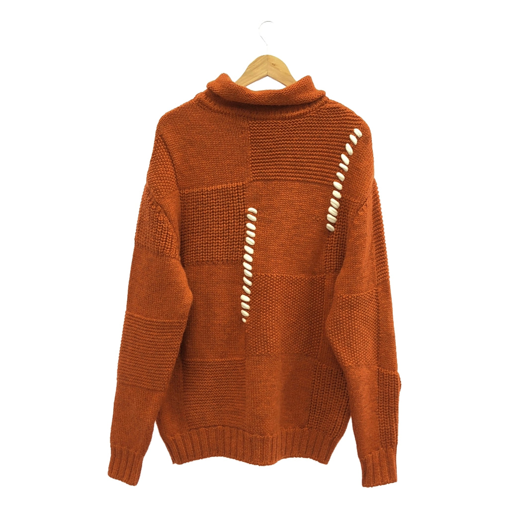 【美品】  SHOOP / シュープ | 2021AW | mori sweater / ステッチワーク ニット プルオーバー | M | オレンジ | メンズ