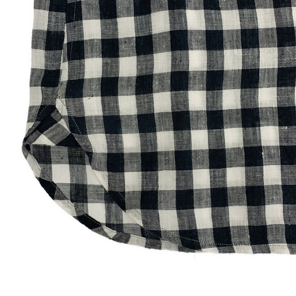 MARGARET HOWELL / マーガレットハウエル | リネン ギンガムチェック ボタンダウン 半袖シャツ | 1 | レディース
