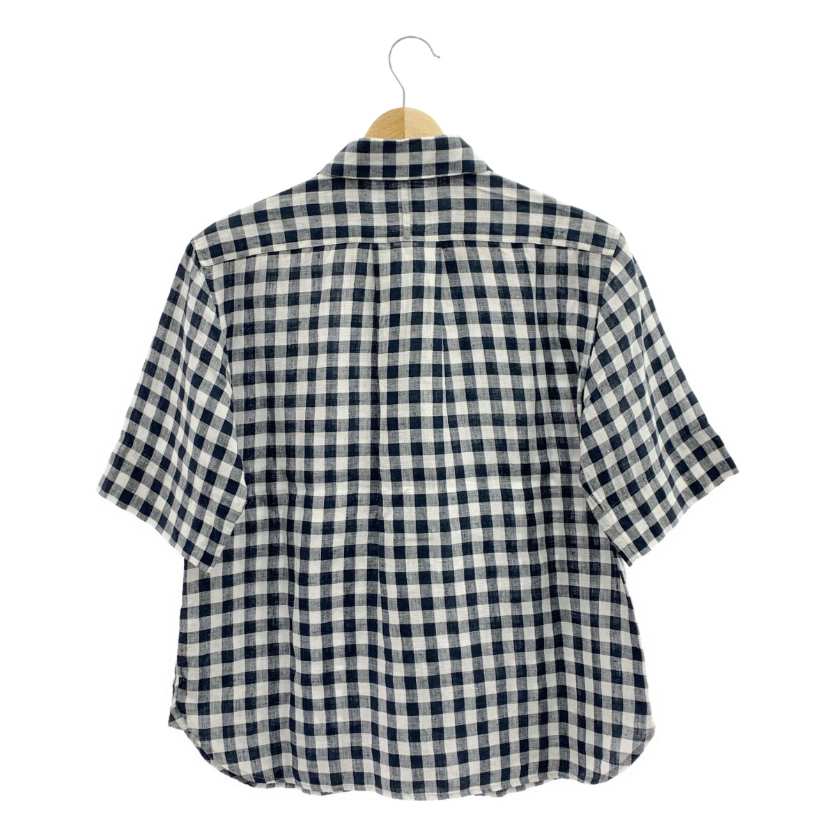 MARGARET HOWELL / マーガレットハウエル | リネン ギンガムチェック ボタンダウン 半袖シャツ | 1 | レディース