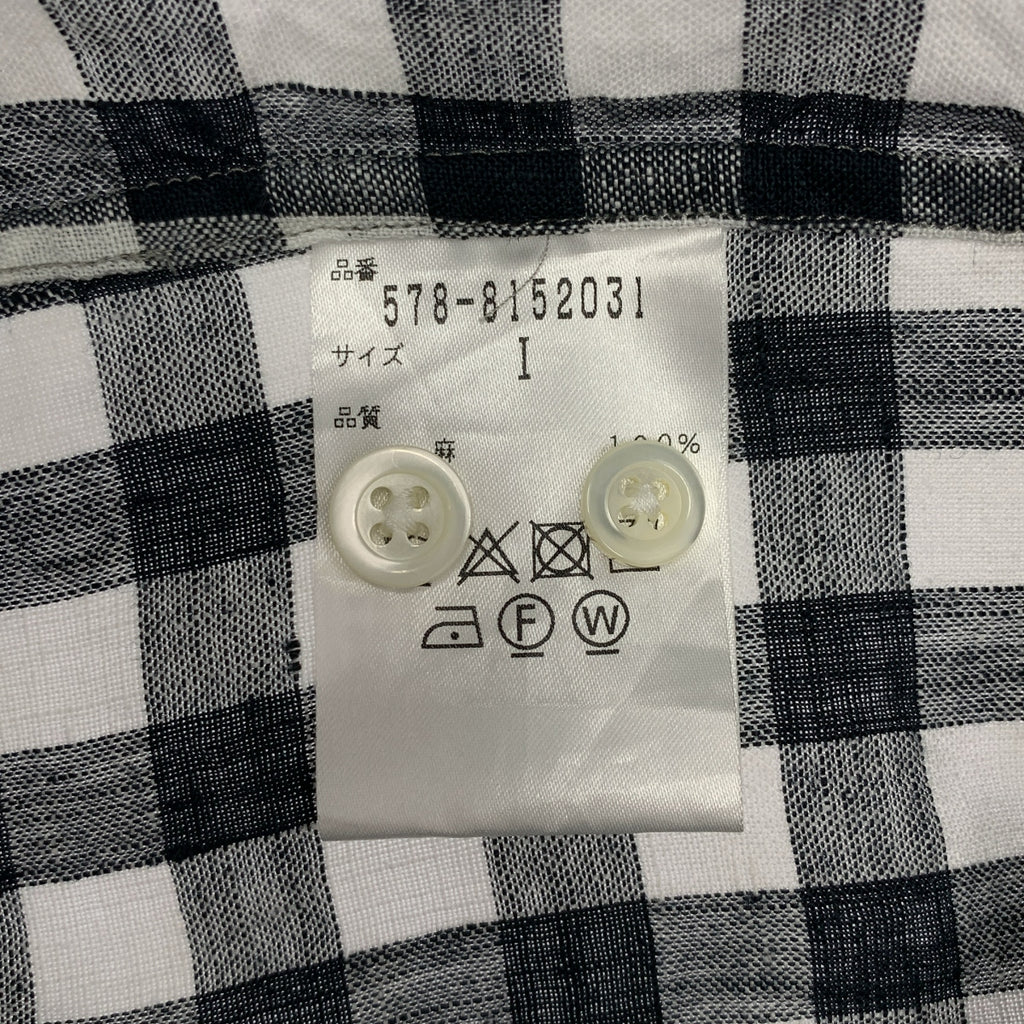 MARGARET HOWELL / マーガレットハウエル | リネン ギンガムチェック ボタンダウン 半袖シャツ | 1 | レディース