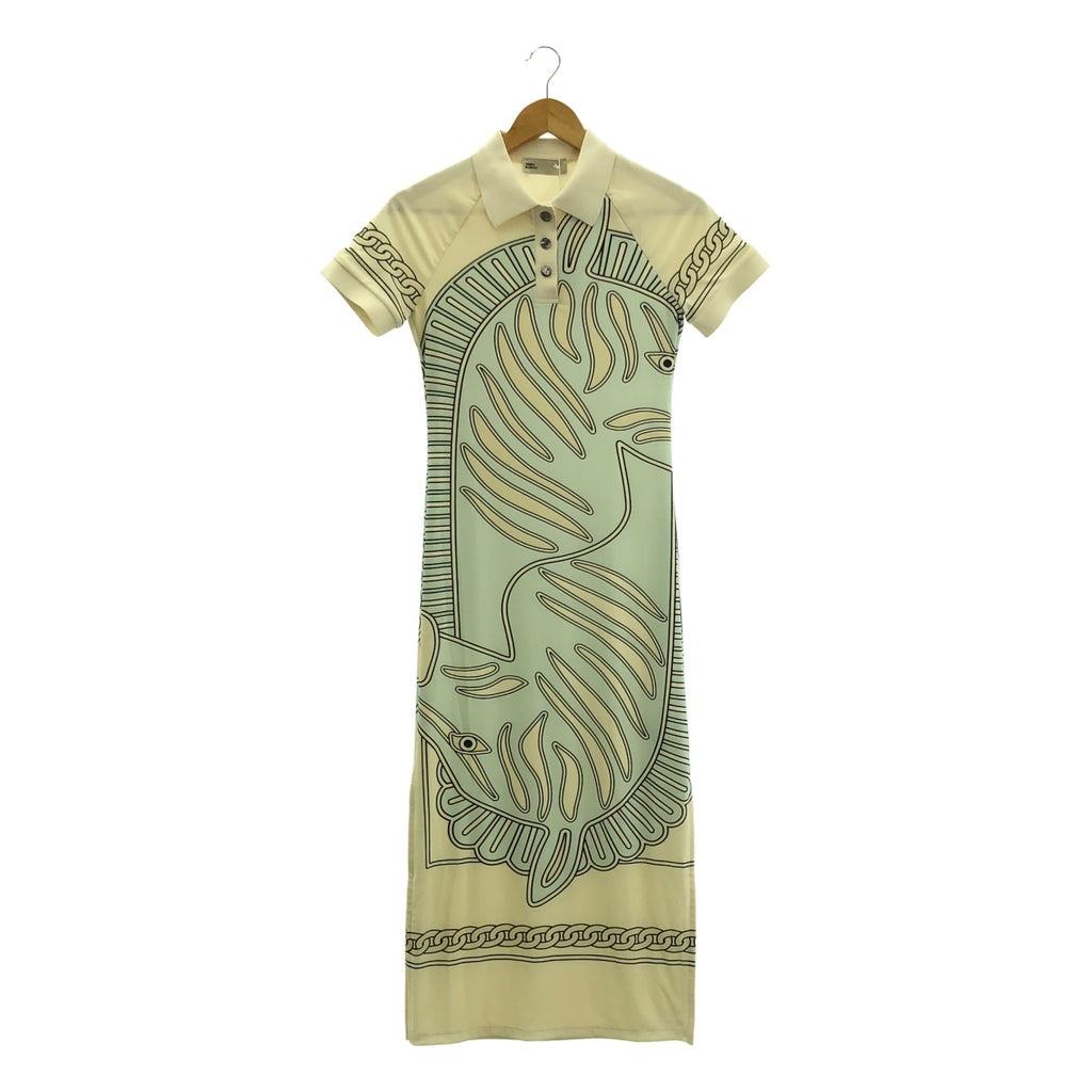 TORY BURCH / トリーバーチ | ポロ 総柄 サイドスリット ロングワンピース | XS | レディース