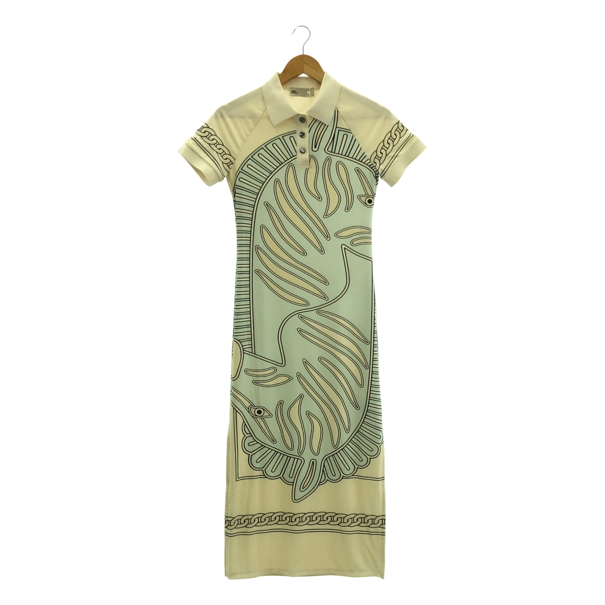 TORY BURCH / トリーバーチ | ポロ 総柄 サイドスリット ロングワンピース | XS | レディース