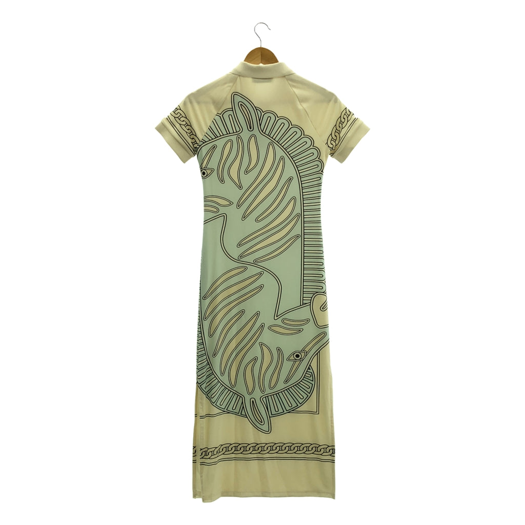 TORY BURCH / トリーバーチ | ポロ 総柄 サイドスリット ロングワンピース | XS | レディース