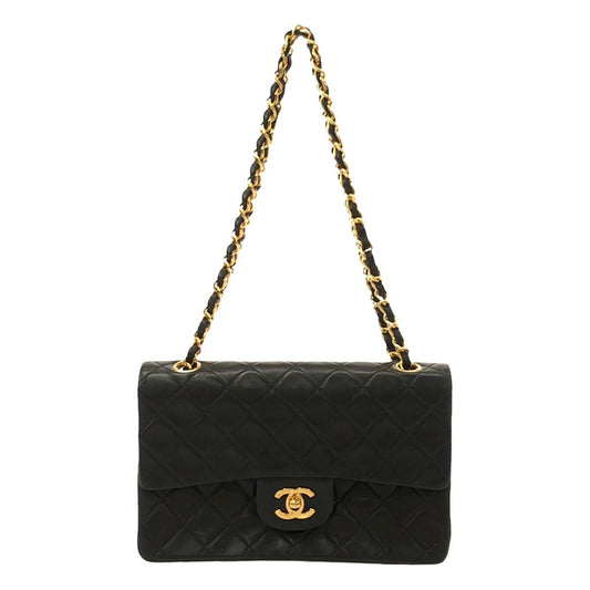 CHANEL | Matelasse 25 Double Flap Chain Shoulder Bag | Black | Women's