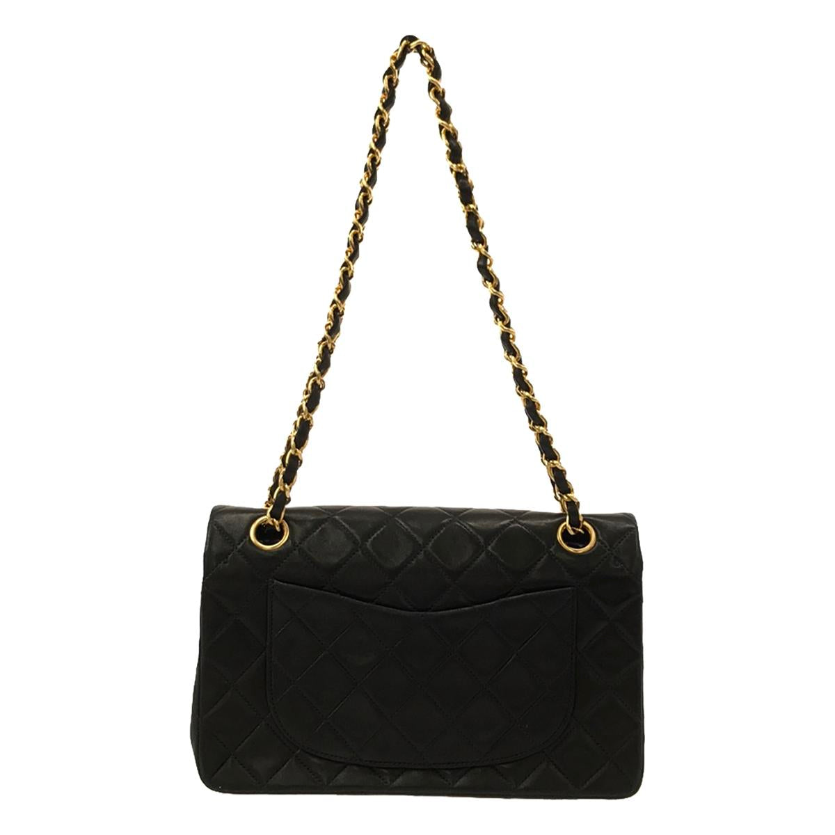 CHANEL | Matelasse 25 Double Flap Chain Shoulder Bag | Black | Women's