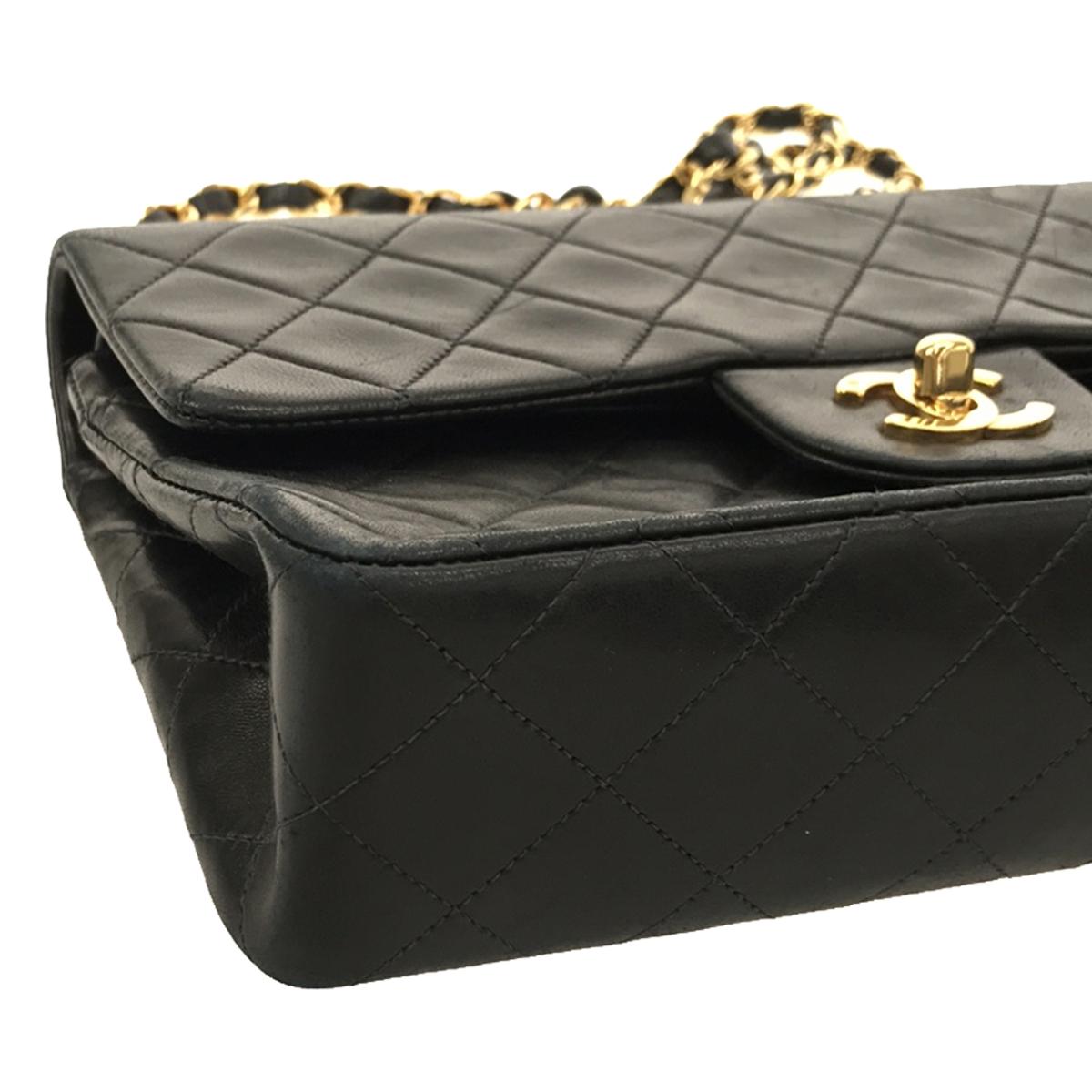 CHANEL | Matelasse 25 Double Flap Chain Shoulder Bag | Black | Women's