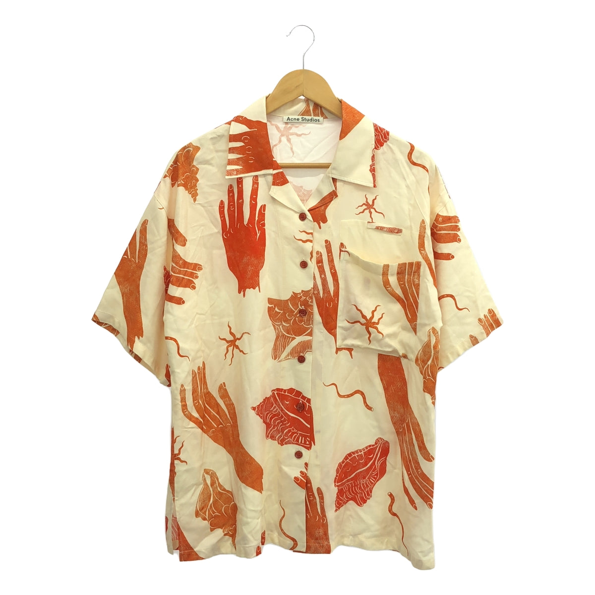 [Good Condition] Acne Studios | FN-WN-BLOU000320 Open Collar Shirt | Size 40 | Cream/Orange | Women's