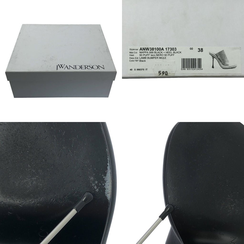 【美品】  JW Anderson / ジェイダブルアンダーソン | Bumper Mule バンパー ミュール / チューブ キトゥンヒール レザー サンダル | 38 | ブラック | レディース
